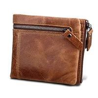 quality genuine leather mens wallet vintage men wallets crazy horse leather cash organizer zipper coin purse rfid crad holder