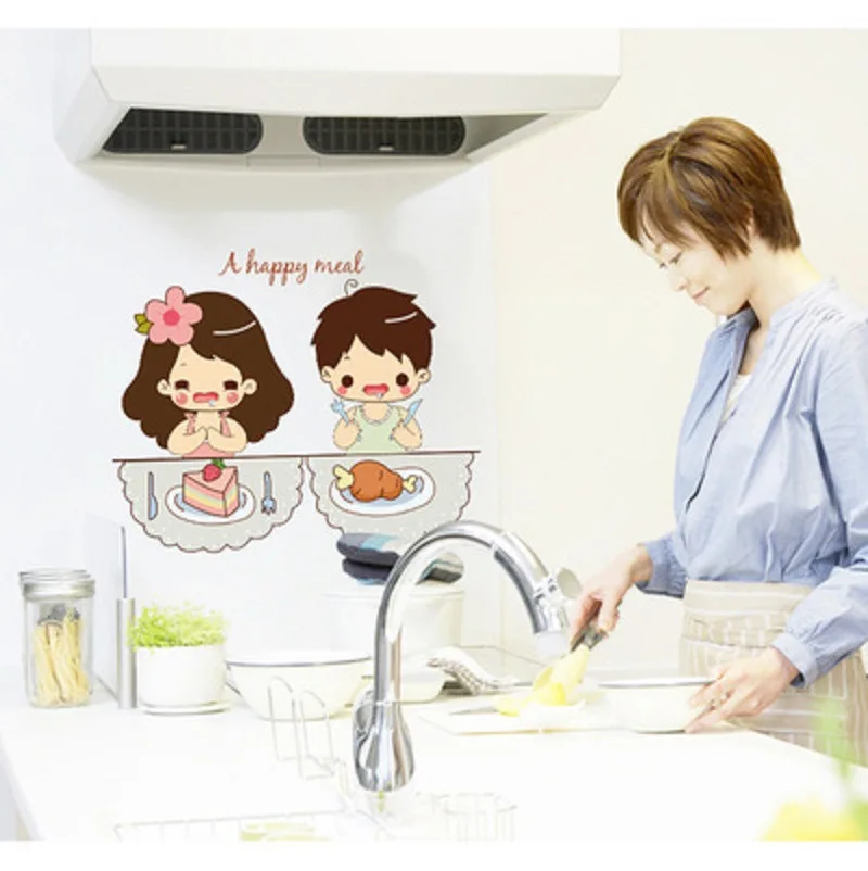 

Cute cartoon doll toilet kitchen dining room decoration can be removed waterproof wall stickers