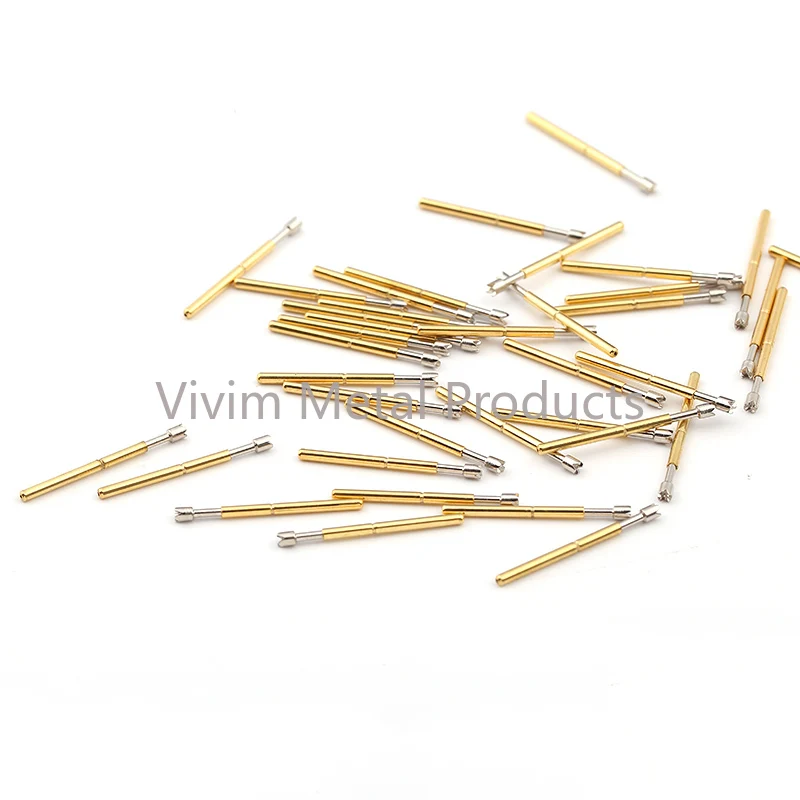 100 Pcs PM75-Q2 Spring Test Probe Brass Nickel Plated Needle Head Test Instrument Accessories Length 27.8mm for Electronic Tools