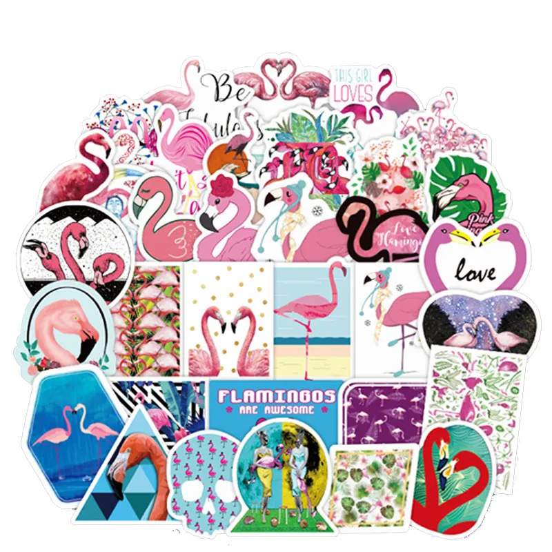 

10/30/50PCS Cartoon Pink Flamingo Cute Suitcase Computer Guitar Graffiti Waterproof Stickers Decorative Toys Wholesale