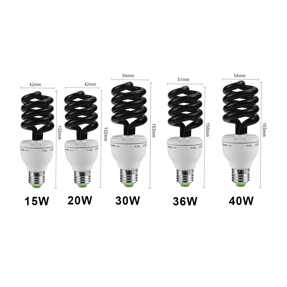 E27 Spiral Enegy Saving Bulb UV Ultraviolet Fluorescent CFL Black Light 220V Violet Lamps For Home Stage Effect 15W 20W 40W | Лампы и