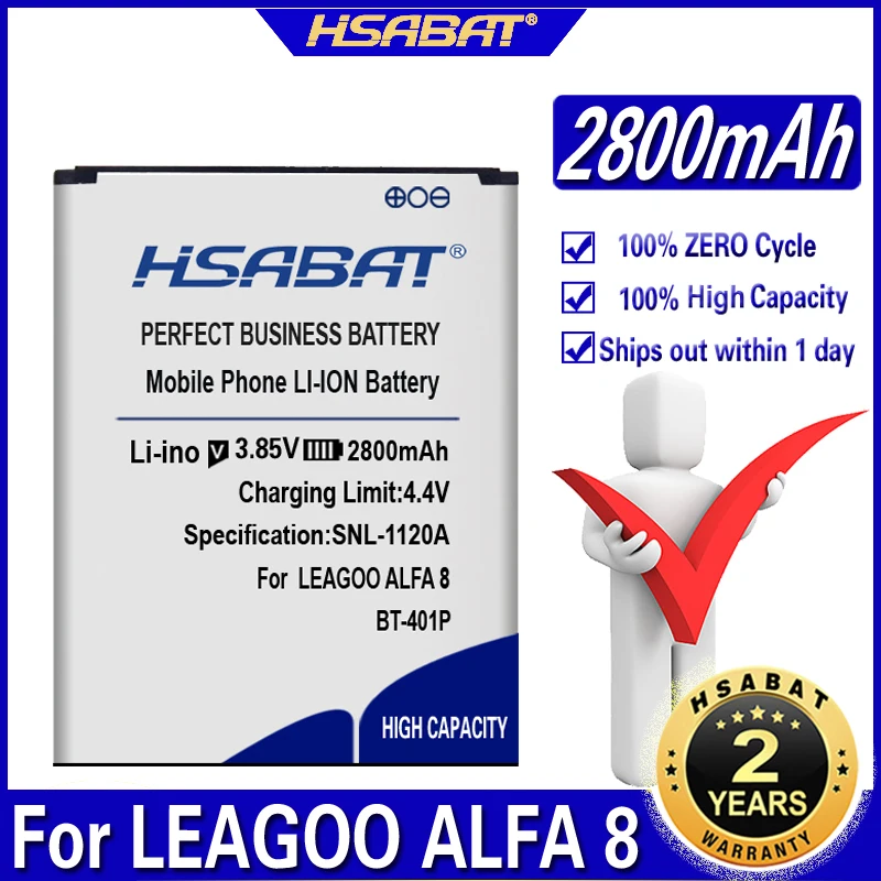 HSABAT BT 401P 2800mAh батарея наивысшей емкости для LEAGOO Alfa 8 Alfa8 батареи|Аккумуляторы