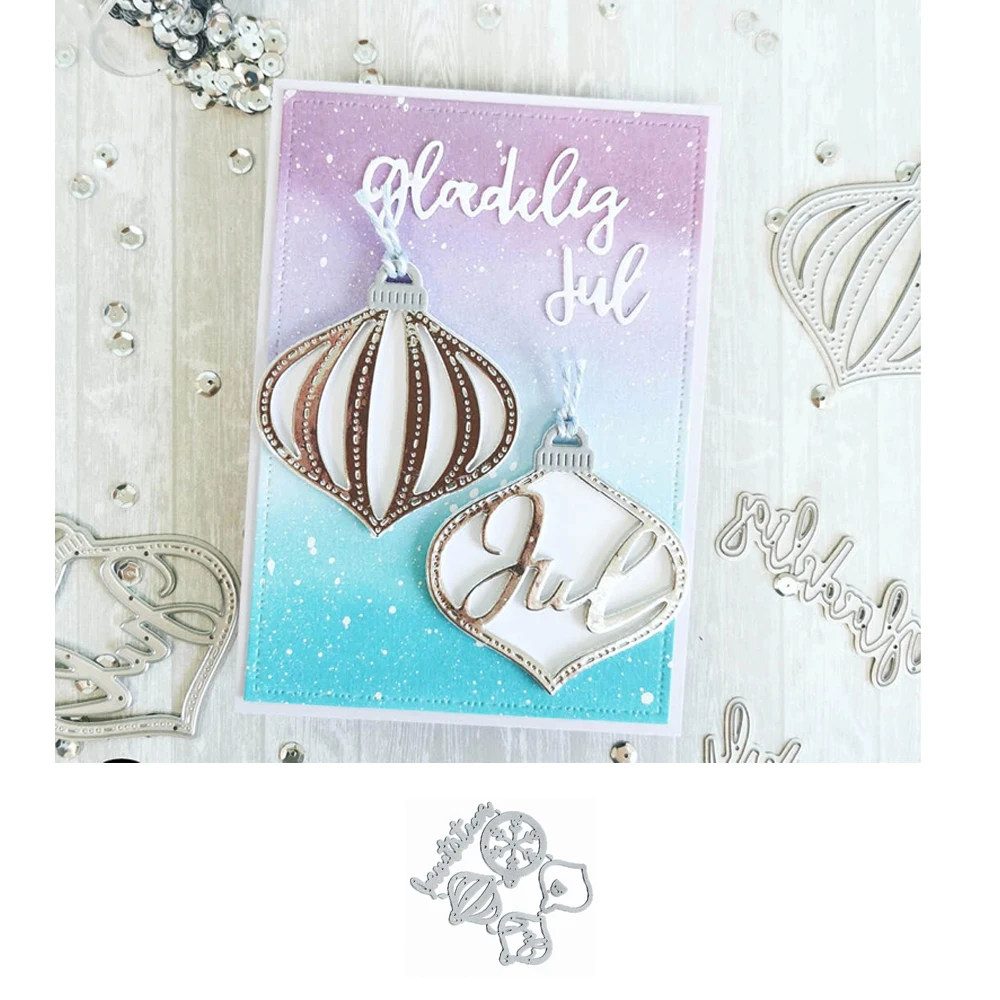 

Рождественские шары, металлические Вырубные штампы, трафарет, искусственное тиснение для изготовления открыток, декор для альбома, вырезан...