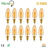 hcnew retro led filament bulbs c35 4w 220v warm 2200k e14 dimmable amber glass candle lamp decorative light for home
