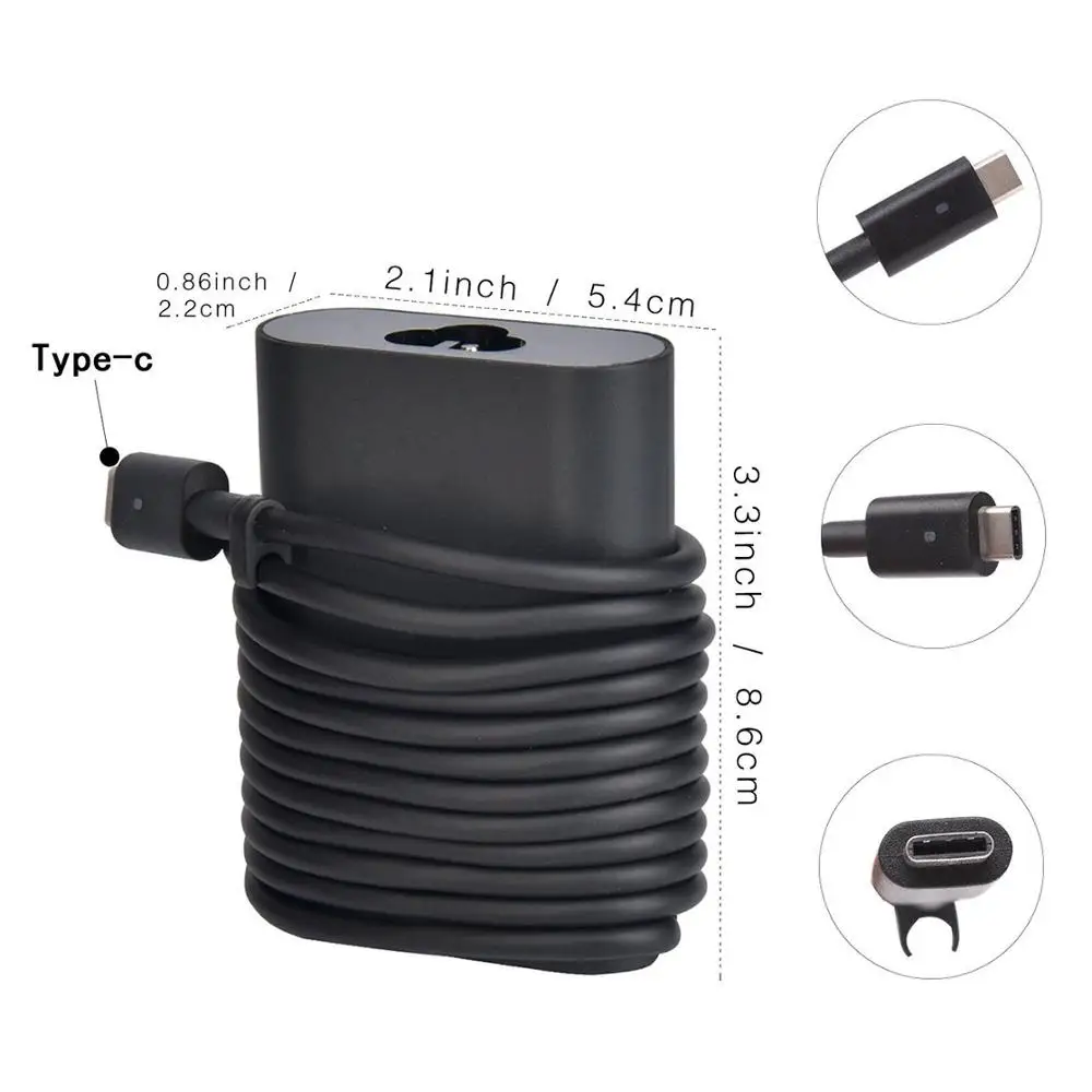 45 Вт USB C адаптер для ноутбука зарядное устройство Dell XPS 13 9365 9370 9380 DELL 12 Latitude 7275 7370 5175