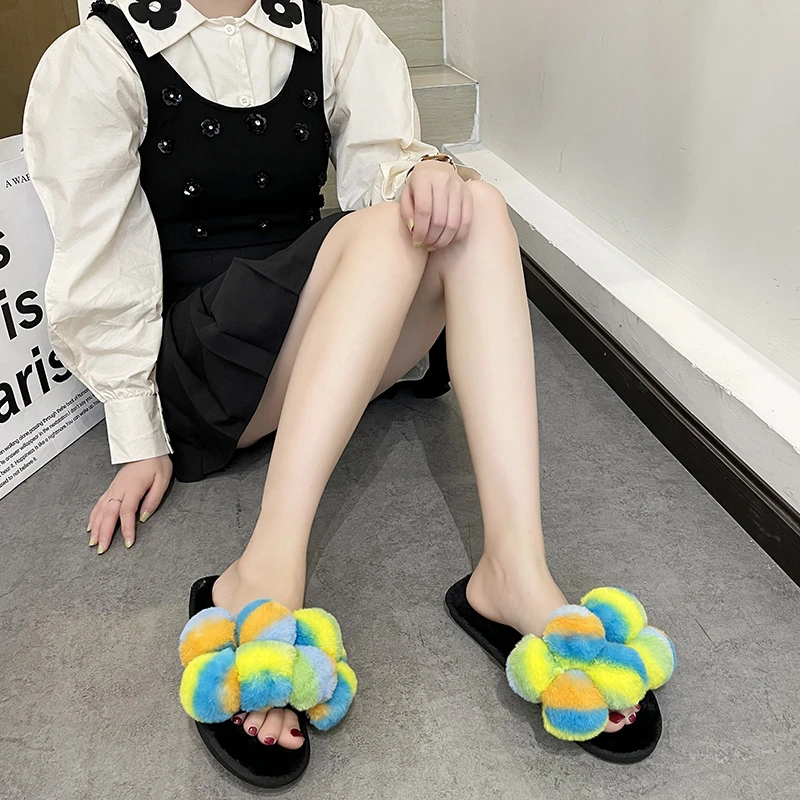 

House Slippers Women Shoes 2021 Fashion Ladies Soft Velvet Casual Plush Slides Shoes Indoor Room Slipper Women Chaussure Femme