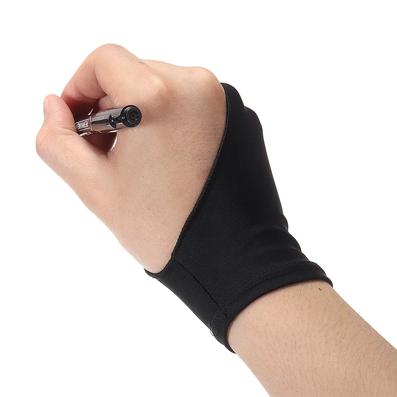 

Black Two Finger Drawing Gloves Artist Graphics Anti-fouling Glove For Art Student Pen Drawing Tablet Pad Supplies