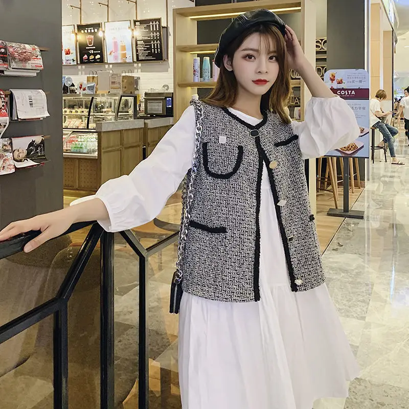 Платье большого размера костюм для женщин новинка 2020 весна-осень жилет куртка