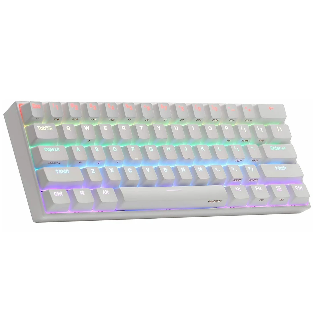 

ANNE PRO 2 61 клавиши PBT клавиши 60% Проводная/беспроводная RGB подсветка программируемая механическая клавиатура-белый (Gateron коричневый переключат...