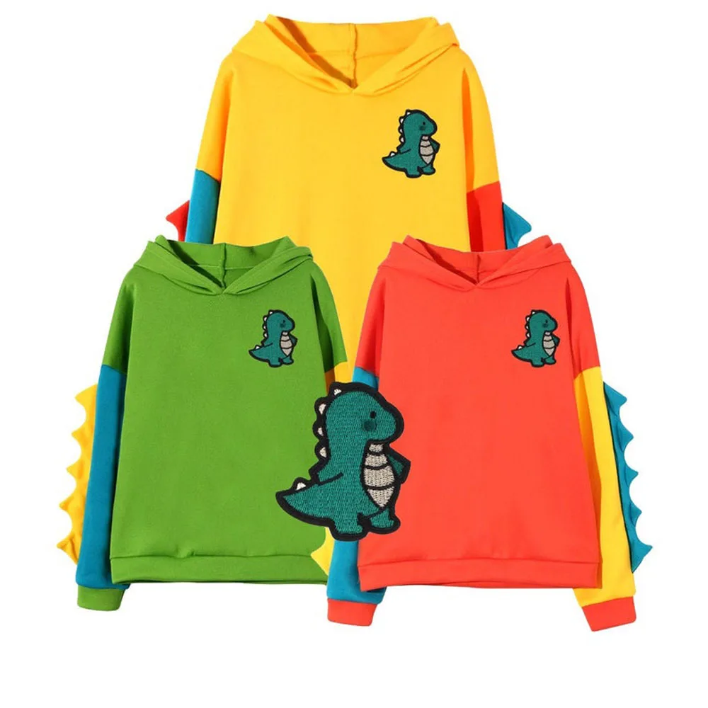 

Adult Baby Casual Loose Color Block Long Sleeve Dinosaur Hoodies Pullover Tops Hooded Sweatshirt ABDL