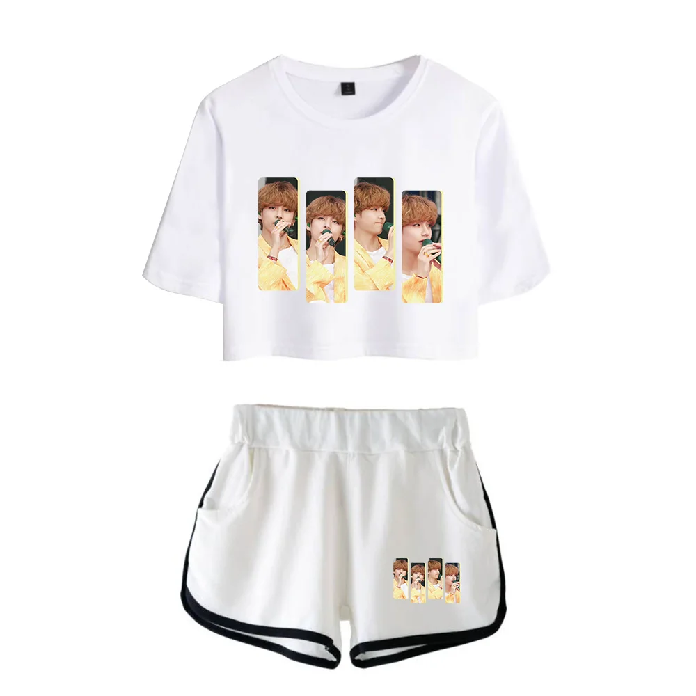 Модные спортивные костюмы для девочек Kawaii Bangtan Festa Dew navel Молодежный комплект из