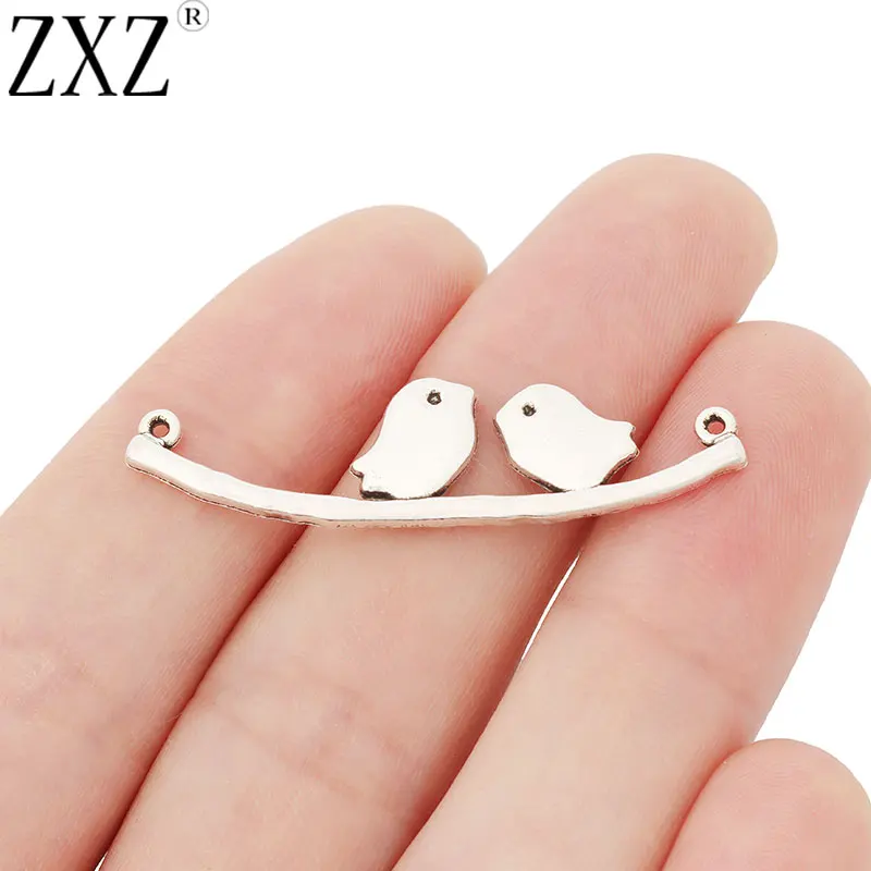 ZXZ 20шт тибетский серебряный соединитель для птиц Подвески для ожерелья браслета ювелирные изделия фурнитура 43x11 мм