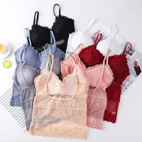 new women snow big u long sexy tube top sweet lace wrapped chest strap bra pad underwear girl lingerie backless bralette sleep