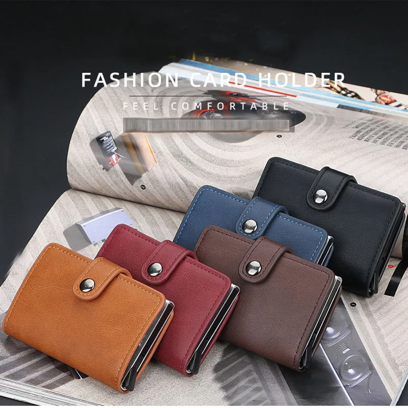 

Men Cardholder Women Credit Card Case PU Business Rfid Holder Unisex Metal Stainless Steel ID Card Holder Female