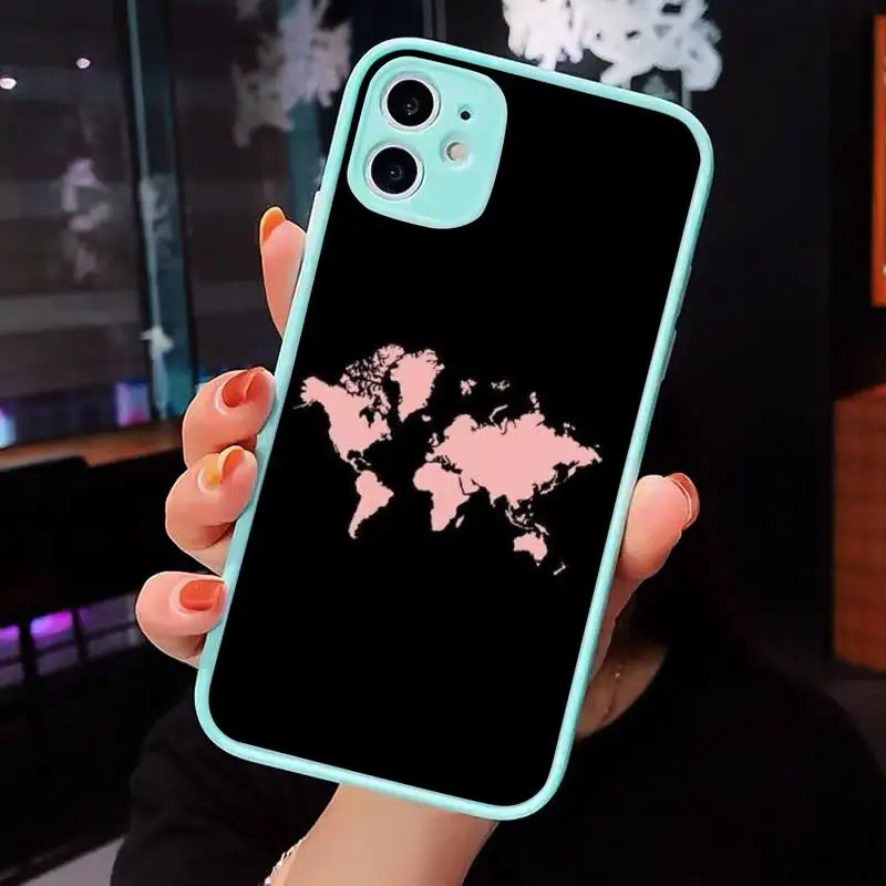 

World Map Travel Just Go Phone Cases Matte transparent For blue iPhone 12 Mini 11 Pro XR XS Max 7 8 Plus X Back Cover