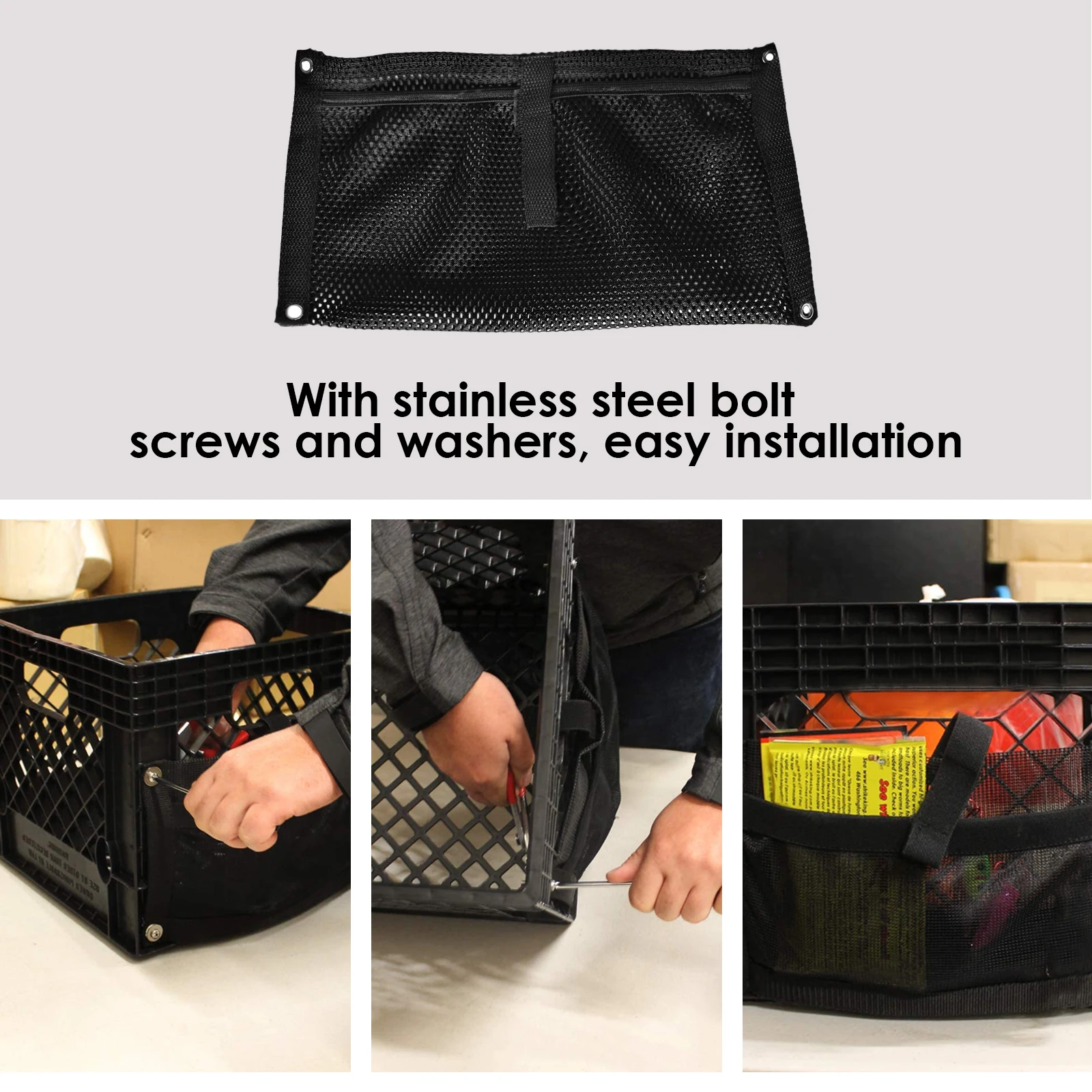

Black Beer Storage Mesh Bag Pocket Side Pouch Holder Organizer