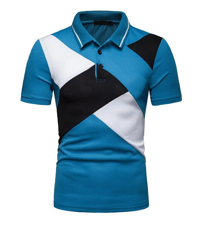 

2021 summer new men's short-sleeved POLO shirt men's European and American youth sports and leisure color matching t-shirt