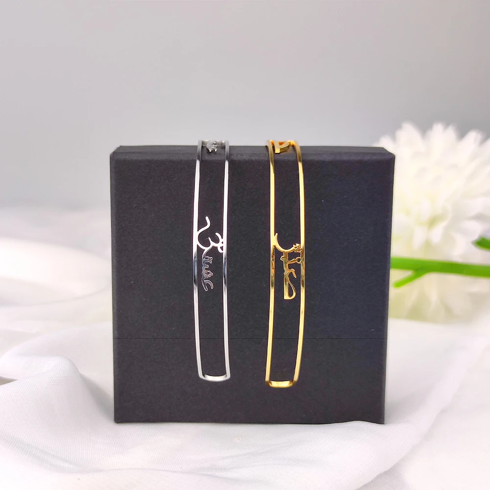 Персонализированный браслет с именем регулируемый из нержавеющей стали в стиле