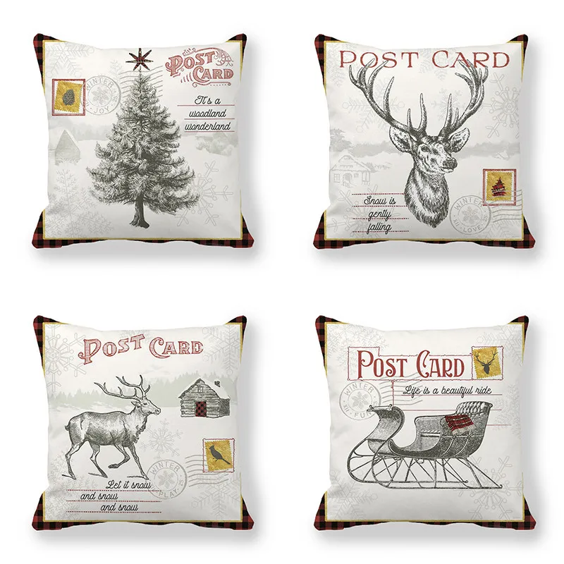 Веселое Рождество Наволочка для подушки почтовая карта тип полиэстер