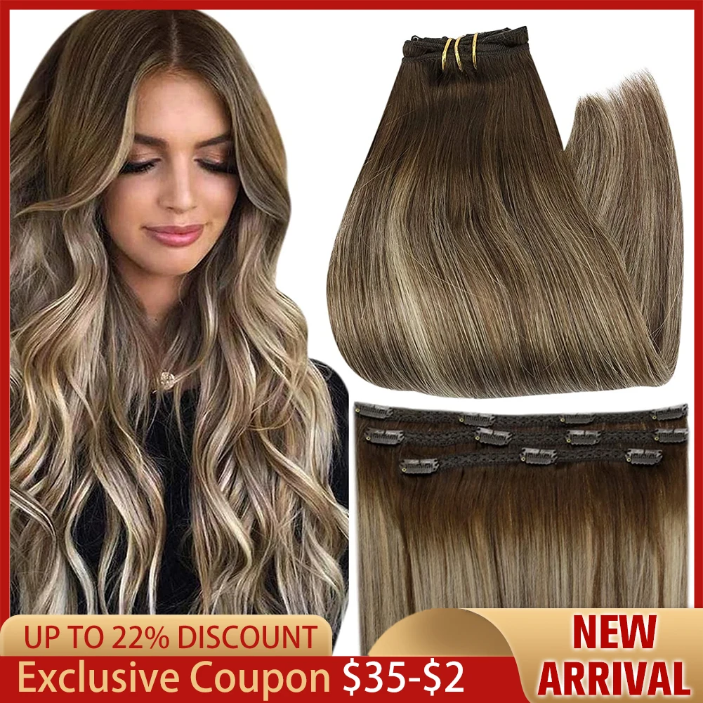 

Full Shine 50 Grams Clip in Hair Extensions Human Hair 50g 3pcs 100% Real Remy Human Hair Extensions Ombre Blonde Color Hairpins