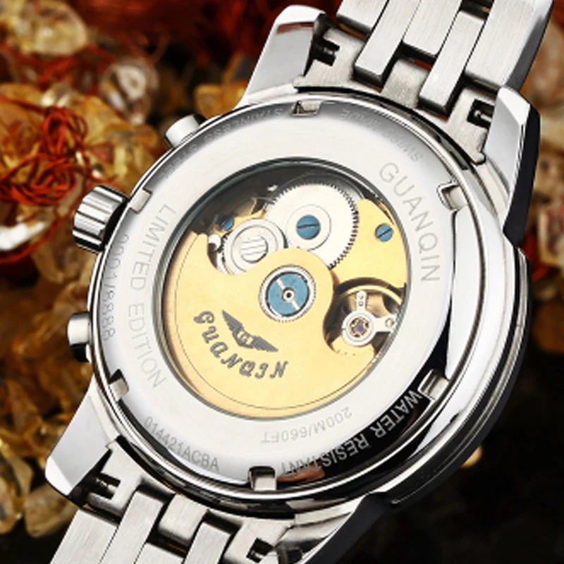 GUANQIN автоматические механические мужские часы для плавания и дайвинга 20 бар