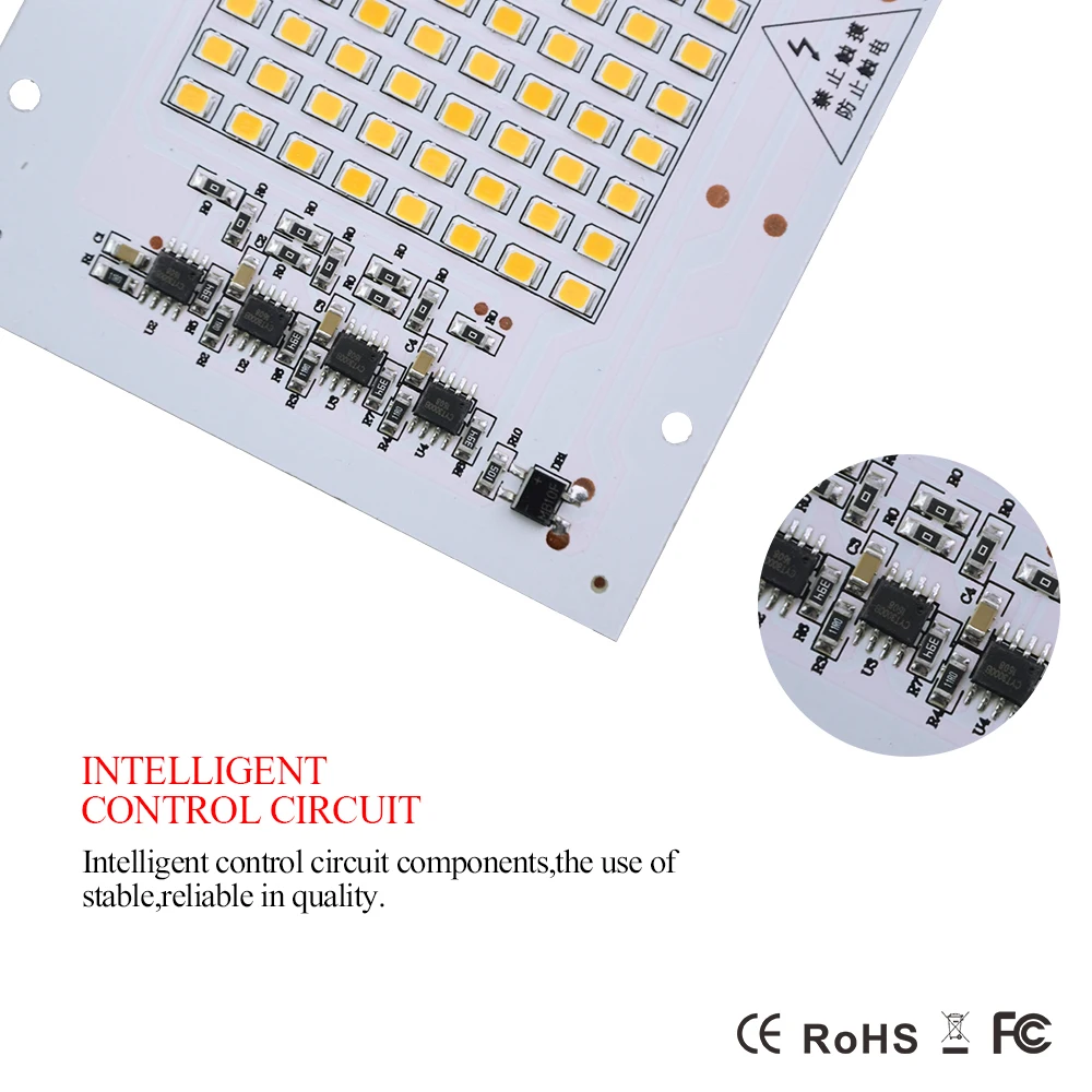 Светодиодные чипы 220 В SMD 2835 Smart IC светодиодные лампы 10 Вт 20 30 50 90 для
