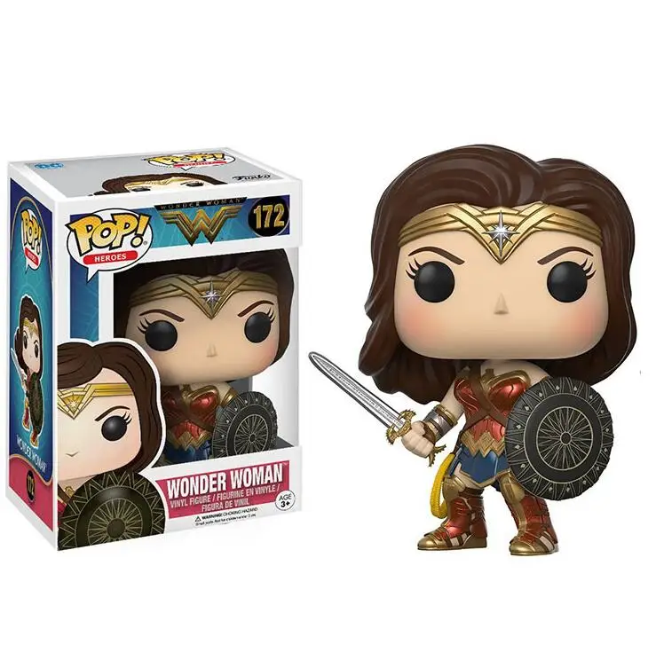 Funko Pop Подарки для женщин куклы Лига мира флэш чудо-женщина Аквамен Брюс Уэйн аниме детская игрушка - Цвет: with box172