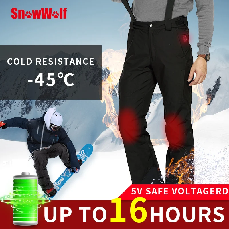 2022 Men Winter Ski Pants USB Infrared Heated Wintersport Pants Electric Thermal Snowboard Waterproof Trousers ski trousers men