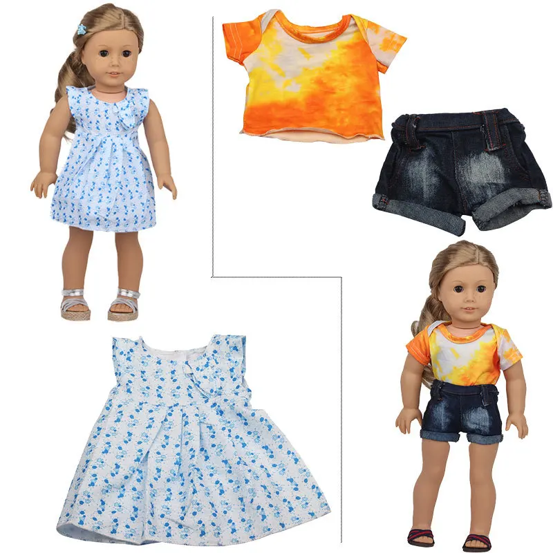 10 pzas/lote de moda Set de ropa para mu&ntilde;eca ropa de ni&ntilde;a americana ropa de la mu&ntilde;eca de 18 pulgadas para los ni&ntilde;os mejor regalo-2