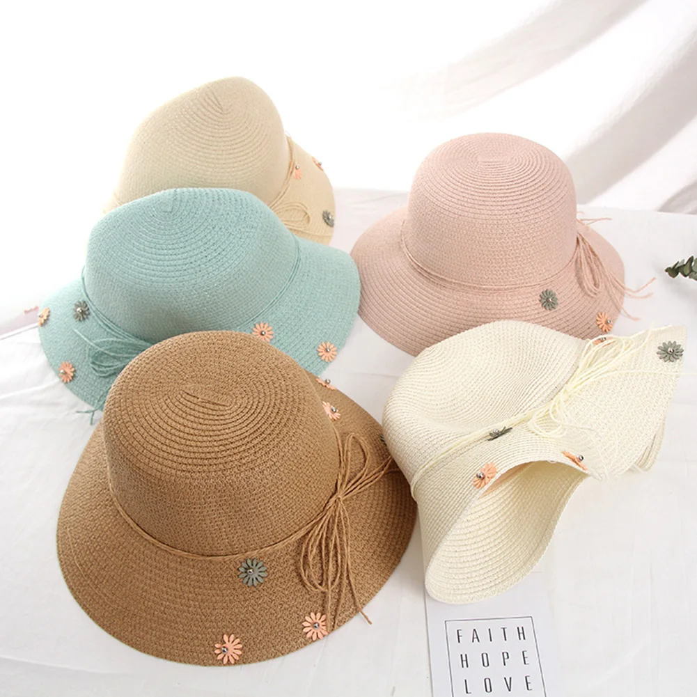 Женская Дамская летняя уличная плетеная Цветочная Солнцезащитная шляпа