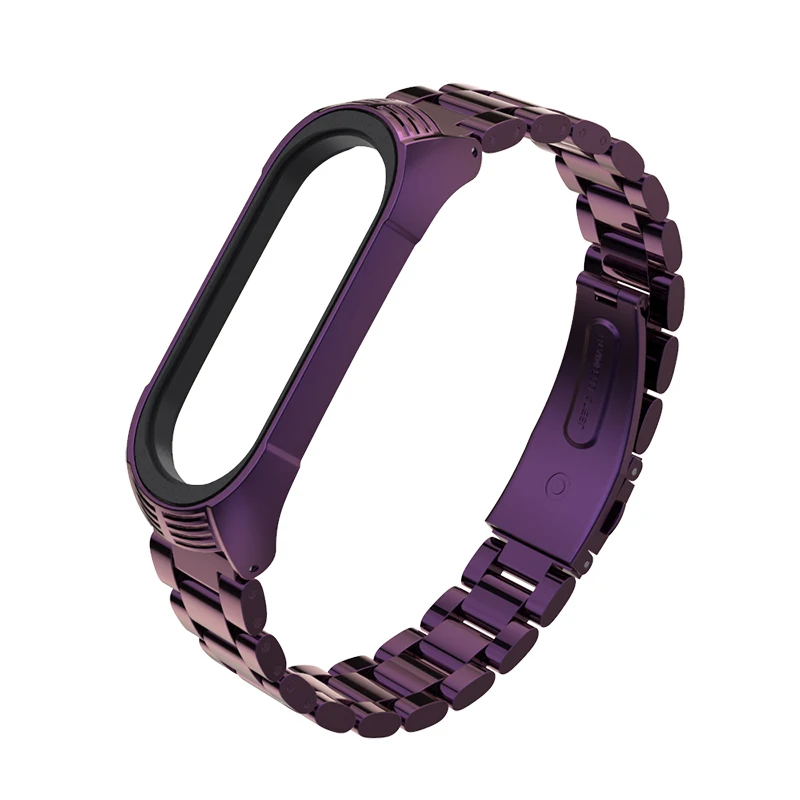 Bead-purple Браслет из натуральной кожи для mi Band 4 ремешок для Xiaomi mi Band 4 correa mi band 3 ремешок TF стиль смарт ремешок для часов аксессуары - Цвет: Bead-purple