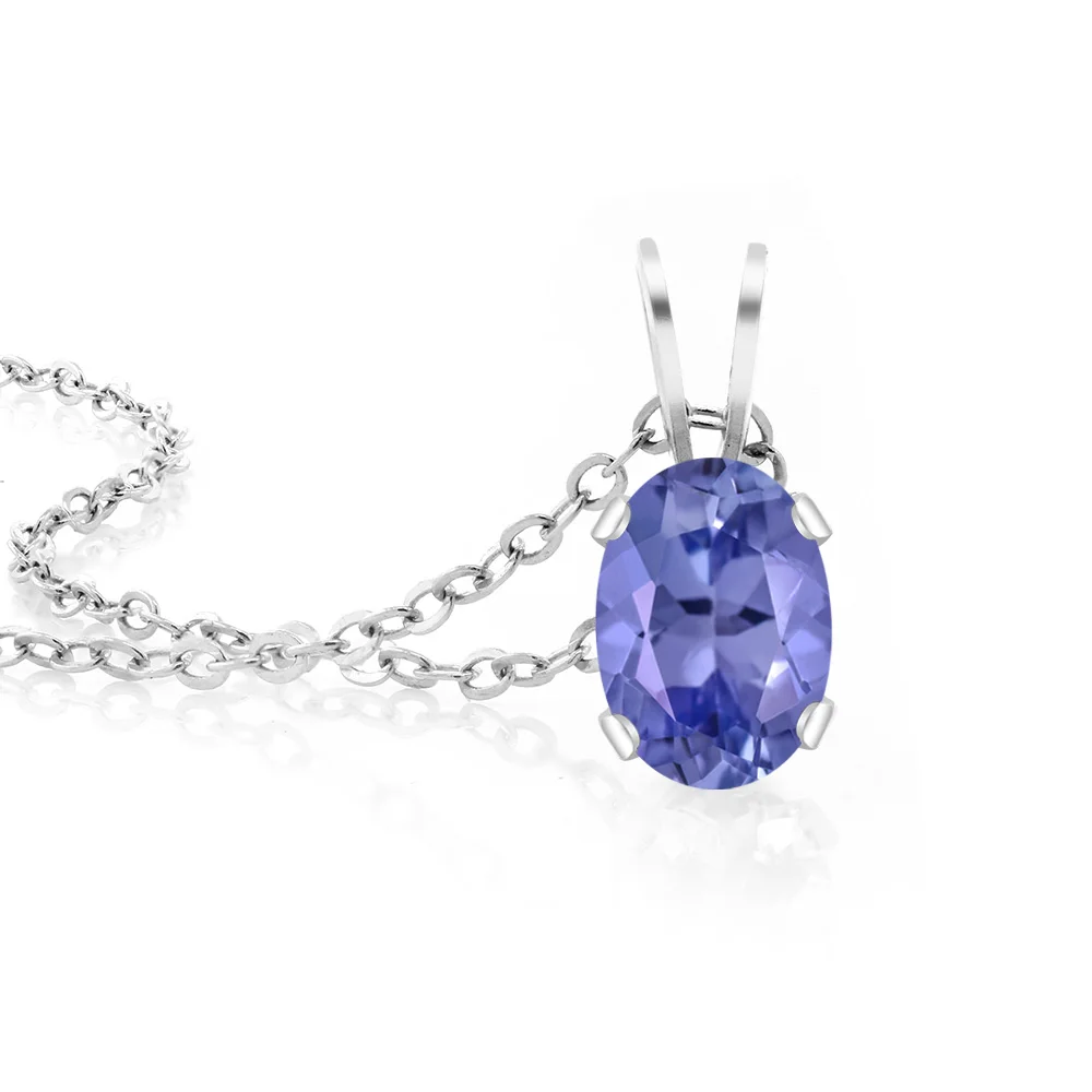 Женская подвеска из танзанита GemStoneKing 0 75 карат овальная форма ожерелье