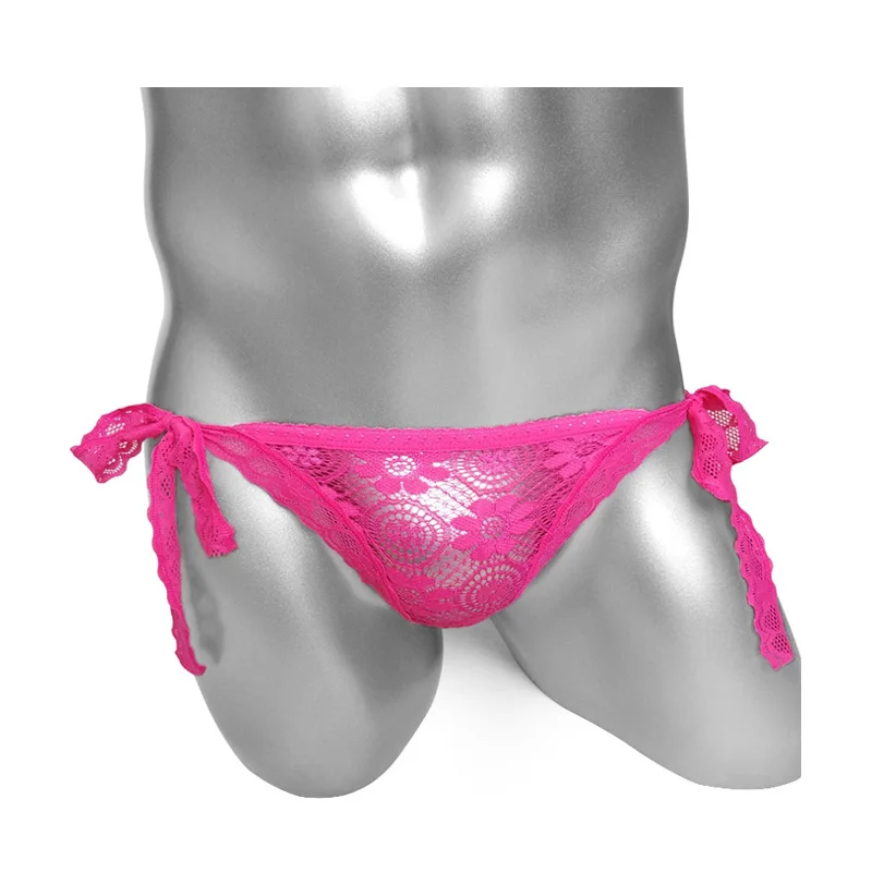 Сексуальные кружевные трусы со шнуровкой брифы для мужчин нижнее белье с