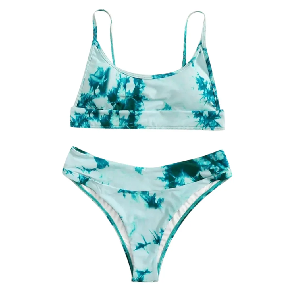 

2020 Sexy Bikini Micro Women's Swimming Suit Triangle Swimwear Bathing Separate Backless Tie-dye gradient Swimsuit Set For Women