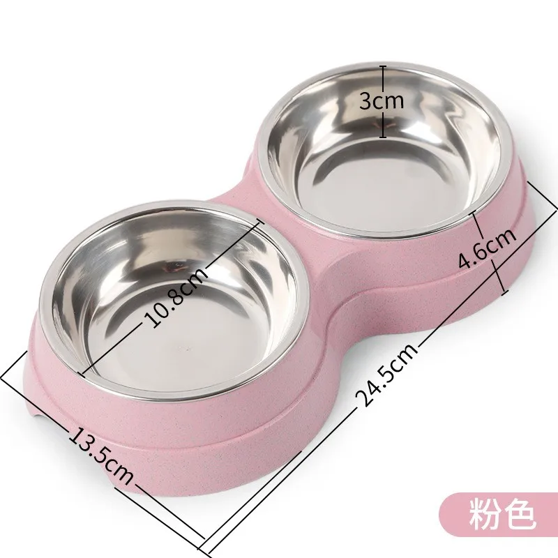 

Double Pet Bowls Dog Food Water Feeder Stainless Steel Pet Drinking Dish Feeder Cat Puppy Feeding Supplies Small Dog Accessories