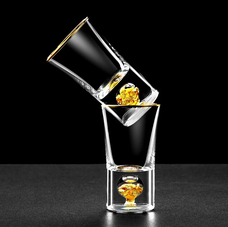 Бытовая Высококачественная 24K Золотая фольга Хрустальная ликерная чашка белая