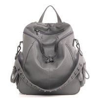 women good pu backpack rivet daily cute black backpack for teenager girls schoolbag casual travel rucksack