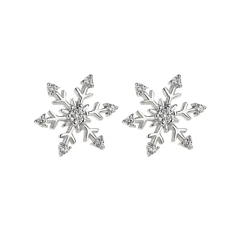 Серьги-гвоздики в виде снежинки с кристаллами циркона для женской подвески, серьги на новый год, день рождения, свадебные украшения, подарки для вечеринок