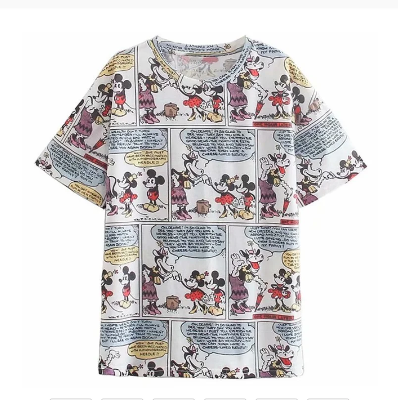 

Disney T-Shirt For Women Mickey Mouse T-Shirts Cartoon Print Women Cotton Tee Tops Summer casual oversized Femme Short Sleeve