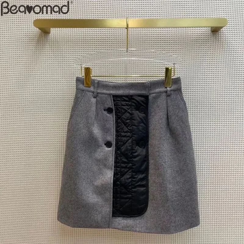 

Женская короткая юбка-карандаш Bearomad, серая облегающая юбка-карандаш в стиле ретро с высокой талией, двубортная Праздничная юбка-трапеция в ...