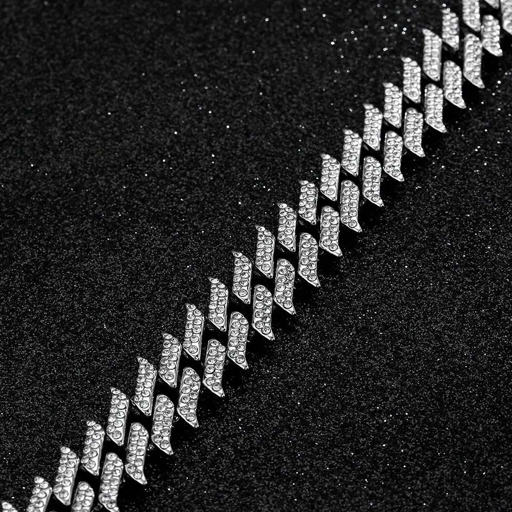 Мужская хип-хоп со сверкающими шипами Кубинский ожерелье-цепочка женские шипы