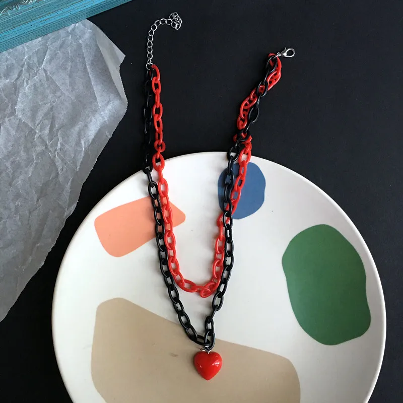 Женское многослойное акриловое ожерелье ярко розового цвета|Цепочки| |