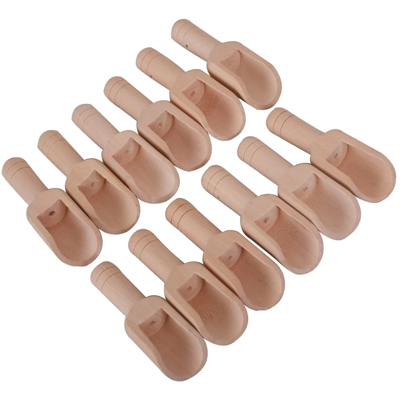 

12 Pieces Mini Wooden Spoon Mini Bath Salt Spoon Wooden Candy Spoon Laundry Powder Spoon Set Baby Spoon