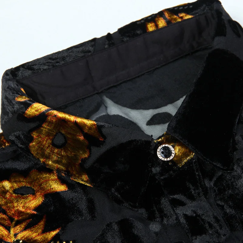 

Silk Flower Big Shirt Transparent Shirt For Men Sexy Lace See Through Male Shirt Chemise Homme Desinger Fancy Proms Silk Shirt