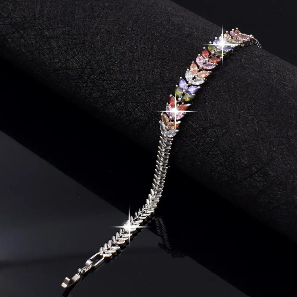 Женские браслеты с разноцветным кубическим цирконием свадебные кристаллами