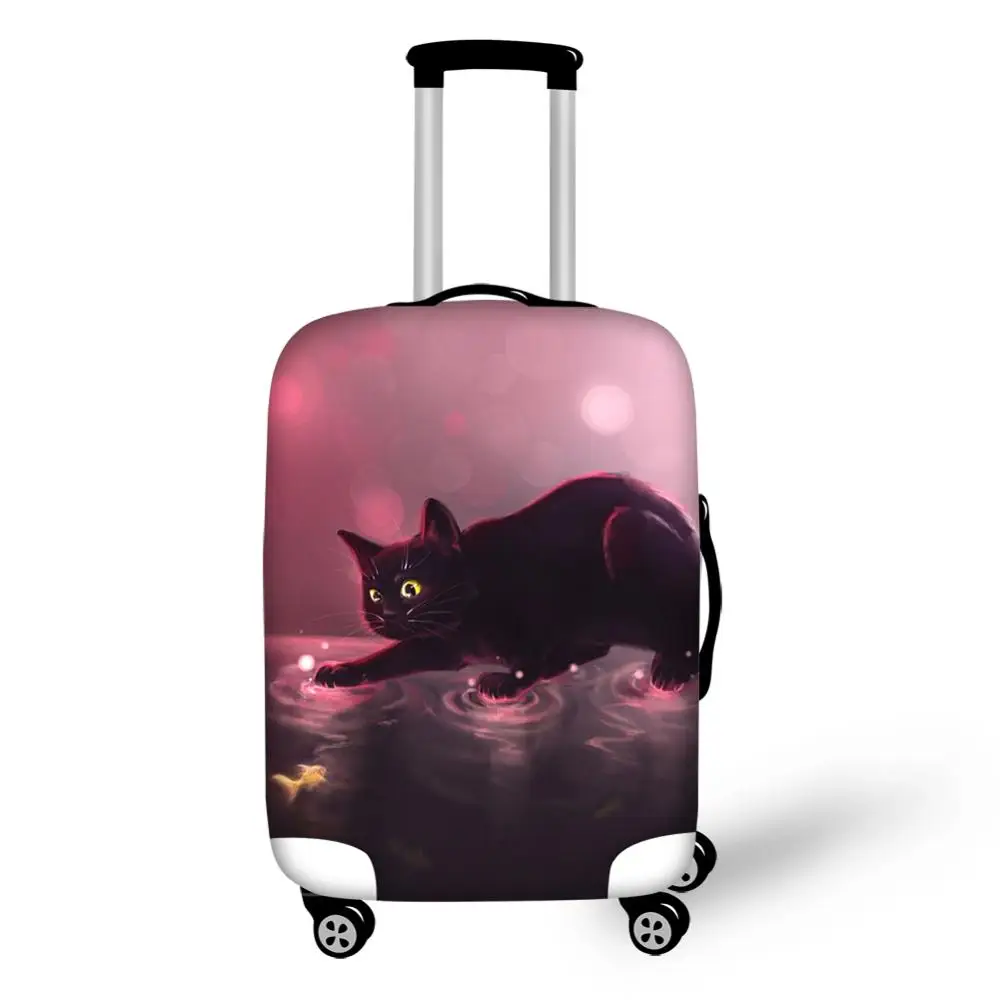 HaoYun Protective Suitcase Cover Fantasy Black Cats Pattern Elastic Dust-proof Luggage Cover Water-proof Luggage Accessories
