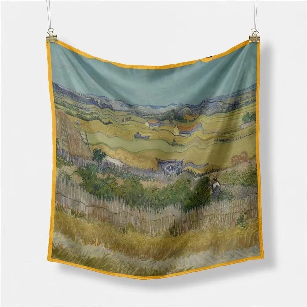

Spring Autumn Ladies Small Square Scarf High Quality Twill Silk Fashion Headband Bag Wrist Decorative Hjiab Wraps For Women 53CM