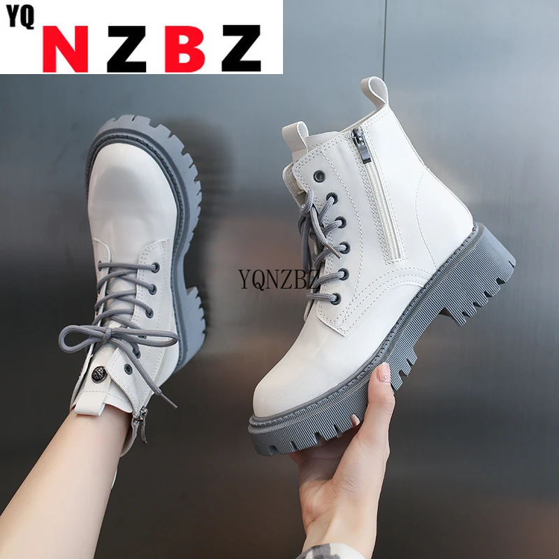 

Женские ботинки из искусственной кожи, Черные ботильоны в стиле панк и готика, на шнуровке, обувь для езды на мотоцикле, 2021