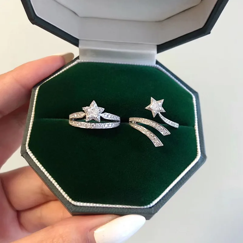 

925 Sterling Silver Ring Fashion Star Double Layer Design Fine Jewelry Making Women's Wedding Engagement Luxury Accessories