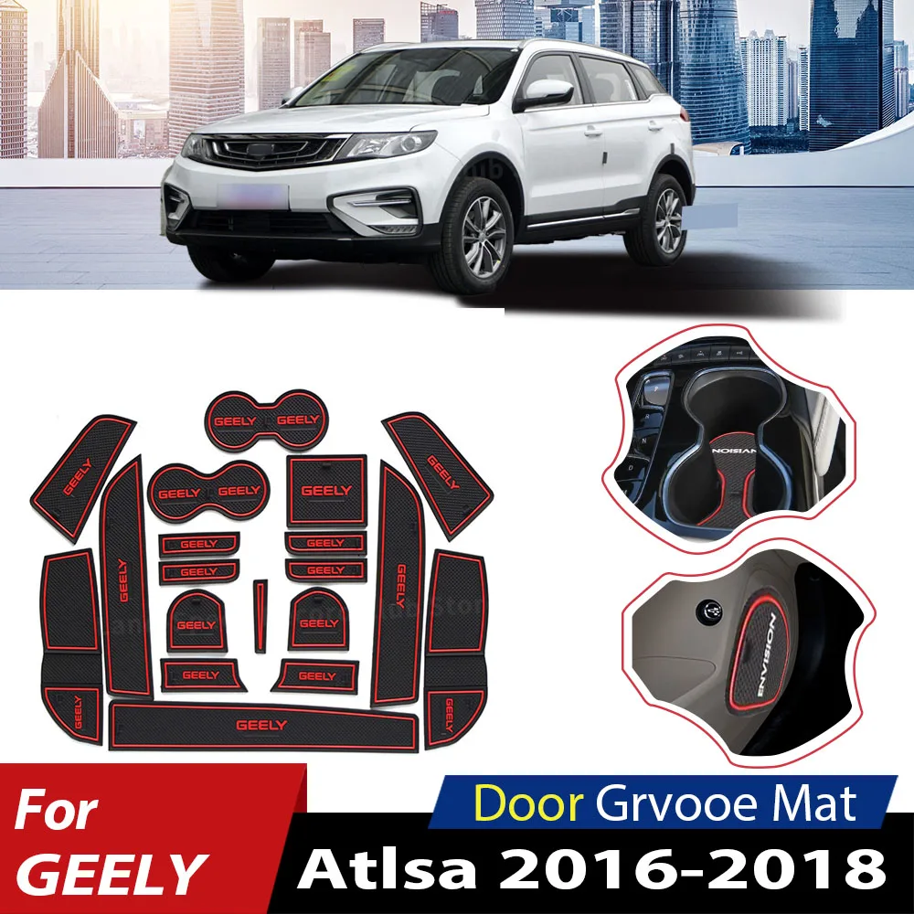 

Door Groove Mat Rubber Mats For Geely Atlas Emgrand NL-3 Proton X70 Non-slip Pad Interior Car Styling Accessories 2018 2017 2016